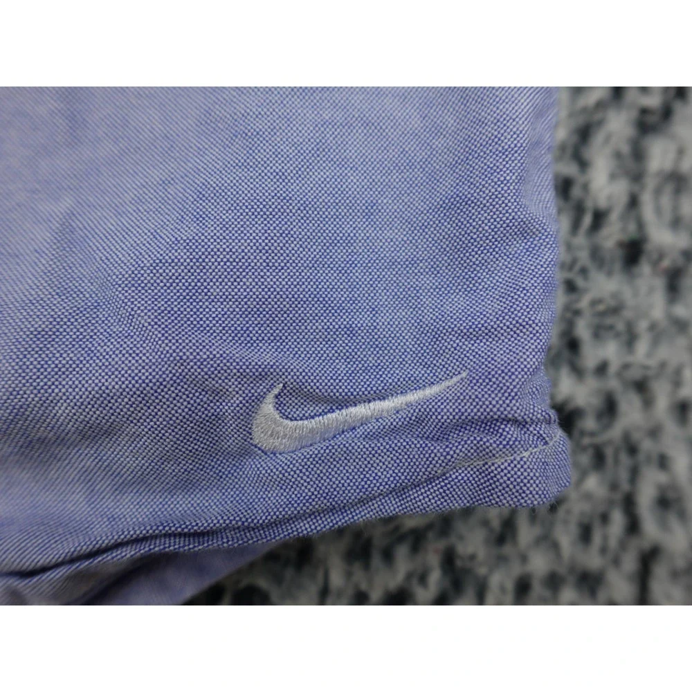 Nike Oxford Button Down Shirt Mens Large‎ Blue Long Sleeve Swoosh Logo